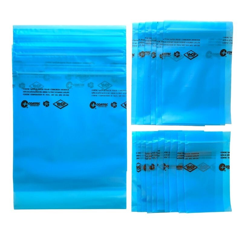 Anti Rust VCI Zip Top Poly Bags – Cortec VpCI-126 Variety Pack 20 bags – 4 mil