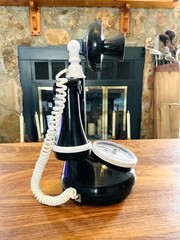 Repurposed Candlestick Western Electric Clock Classic Black Telephone Clock