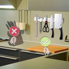 16″ Magnetic Knife Holder Rack Block Kitchen Bar Magnet Strip Organizer Wall Kit