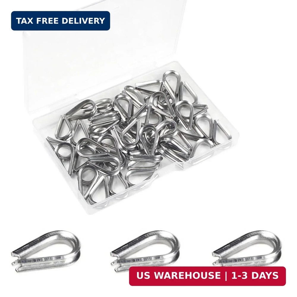 50 Pcs 1/16″ Wire Rope Thimbles M2 Cable Thimbles 304 Stainless Steel Thimble Ri