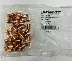 JW Solder 1/8″ Copper 45° Elbow CxC | 1/4″ OD | HVAC – 10 Pack