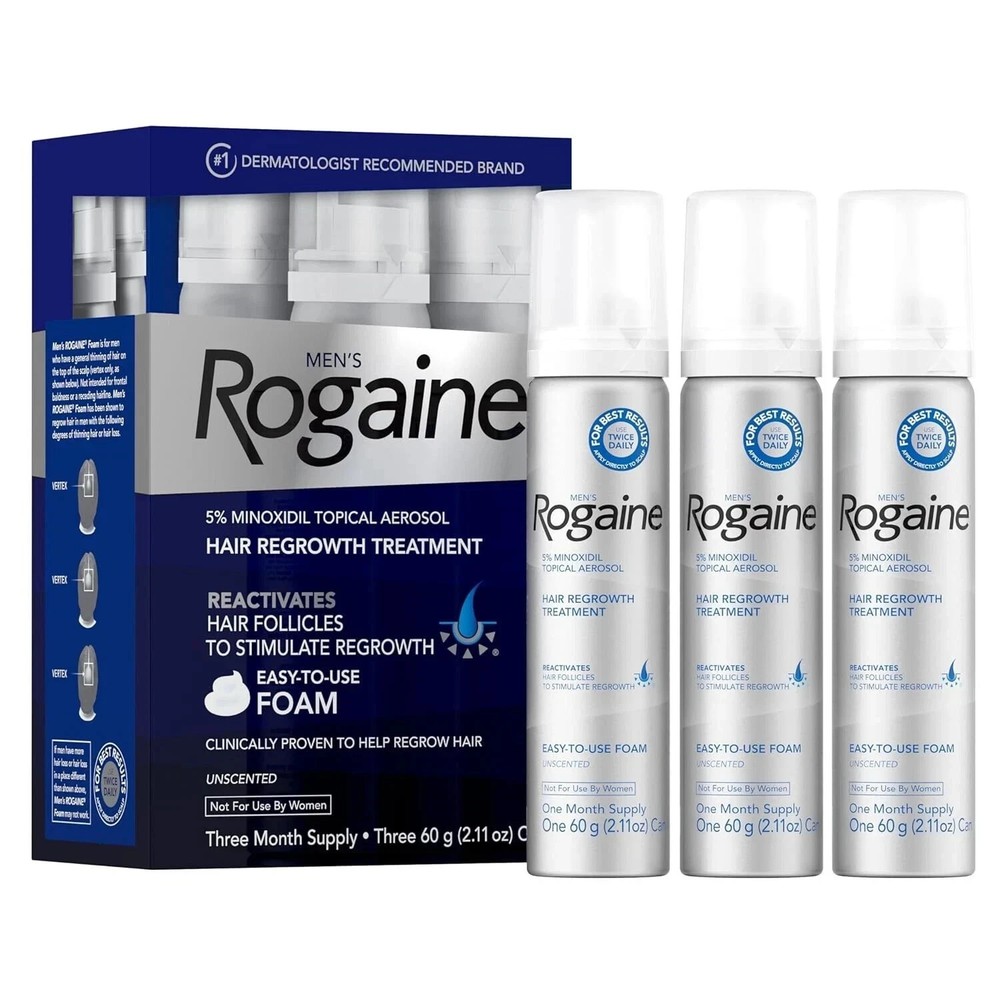 Men’s Hair Regrowth Rogaine 2 oz pack of 3) Expiration Date: 08/2027