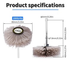 180 Grits Nylon Wheel Brush Abrasive Grinding Head 6mm 1/4 Inch Shank Polish