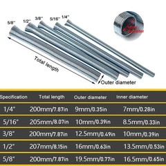 5pcs ≈21cm Spring Bending Tube Pipe Bender 1/4″ 5/16″ 3/8″ 1/2″ 5/8″ Silver Set