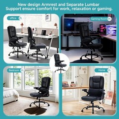 Lumbar Bonded Leather Manager Office Chair Gray Faux Leather FREE SHIP