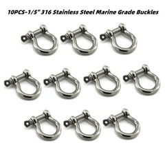 10 Packs 1/5″ Stainless Steel Shackle D Ring Anchor Rigging Shackle Clevis