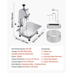 Uimoso Commercial Electric Meat Bandsaw 1100/1500W for Cutting Bones and Meat