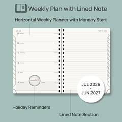POPRUN Weekly Planner 2026-2027, 6.5″ x 8.5″, (July 26-June 27) Academic Weekly