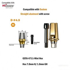 Dental Titanium Cemented straight abutment fits to Osstem Hiossen Mini Regular