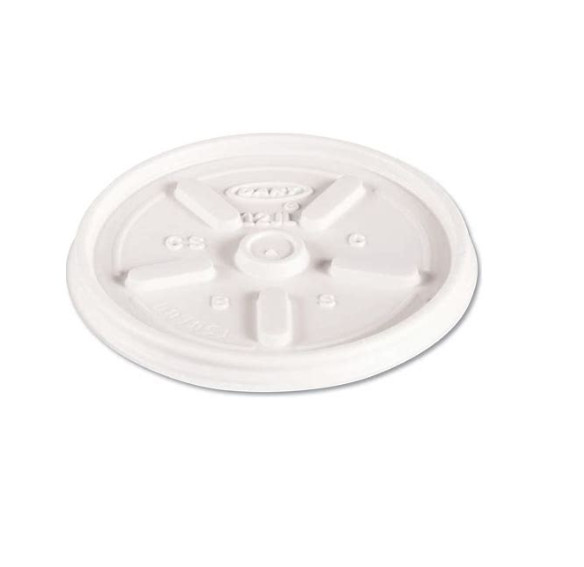 Dart W12J12 Straw Tear Tab Slotted Lids For 12 oz Foam Cups 1000 Ct