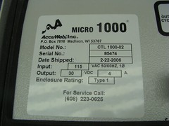 ACCUWEB MICRO1000 WEB GUIDE CONTROL CTL 1000-02 INPUT: 115VAC OUTPUT: 30VDC 4A