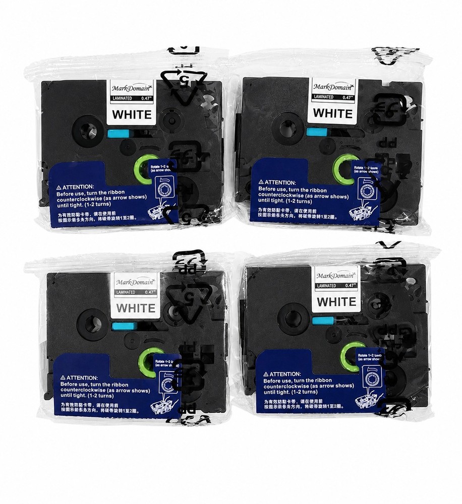 MarkDomain Laminated 0.47 in White Thermal Label Tape Cartridge Lot of 4
