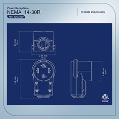 NEMA 14-30R Plug,14-30 30A/125/250V Female Connector, (ETL Certified) 30Amp 125/