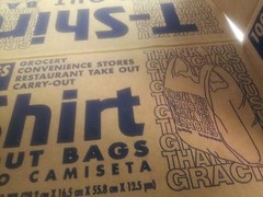 (1000 BAGS)T-SHIRT THANK YOU PLASTIC BAGS 11.5″ x 22″ GRACIAS RECYCLED MATERIALS
