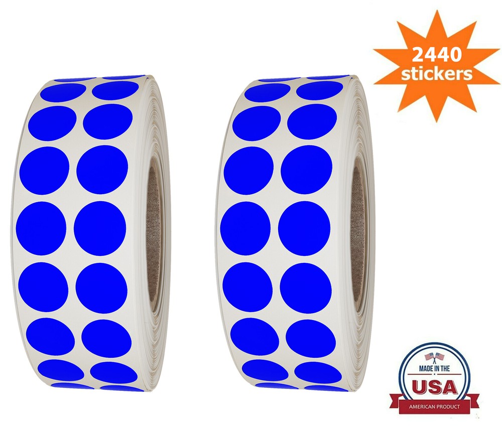 Royal Green Round Dot Stickers Blue 17mm 2440 Pack on Rolls