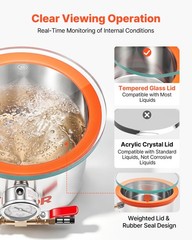 VEVOR 1.5Gal Vacuum Chamber Stainless Steel Degassing Chamber Tempered Glass Lid