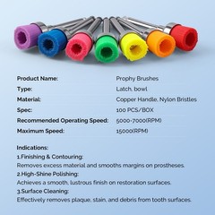 100pcs Dental Nylon Colored Soft Bowl Polishing Flat Tapere Prophy Brushes Latch