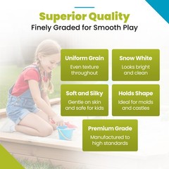 US Silica Snow White Comfortable Play Sand for Sand Tables, White, 50 Pound Bag