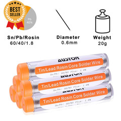 6 Pack 60-40 Rosin Core Solder Wire, 0.6mm, 20g for Electrical Soldering