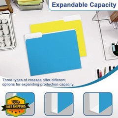 PANDRI File Folders Assorted 6 Colors 1/3 Cut Tabs