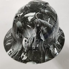full brim hard hat custom hydro dipped IN RIDE OR DIE OUTLAW BIKER