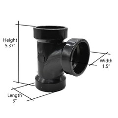 Primex 85636 92131 3 Inch x 3 Inch x 1-1/2 Inch ABS Sanitary Reducing Tee