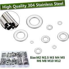 900-Pc 304 Stainless Steel Flat & Fender Washers Assortment Kit for Bolts