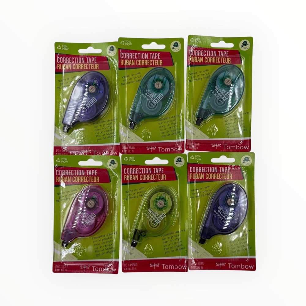 6 Tapes Tombow Correction Tape 1/6″ x 32.8′ Assorted Colors