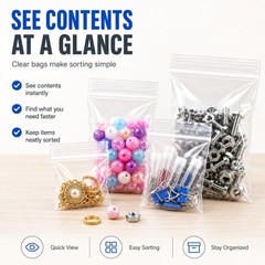 Small Plastic Bags, 300 PCS Mini Baggies 3 300pcs(2×2 2×3 3x4in), clear