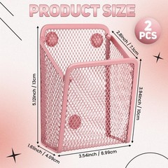 2 Pcs Large Magnetic Pencil Holder Mesh Stainless Steel Pen Basket Magnetic P…