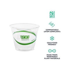 ECO PRODUCTS GreenStripe Clear Compostable 9oz PLA Plastic Cups, Case of 1000…