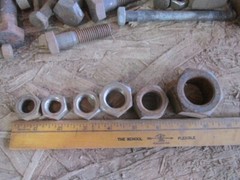 Huge Antique Lot of Various Size Hex Head Screw Bolts Nuts 32 Pounds Shd10
