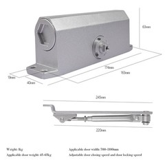 2Pack 65-85 KG Commercial Door Closer Silver Aluminium Alloy Heavy Duty 187lbs ;