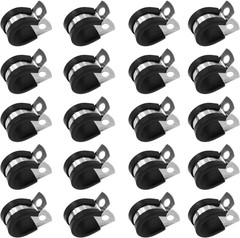 20Pcs 5/8 Inch Stainless Steel Cable Clamps, Rubber Cushioned Insulated Pipe Cla