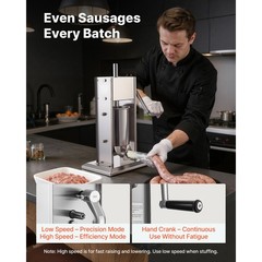 Uimoso Manual Sausage Stuffer 7 lbs/ 3L with 5 Filling Tubes for Home & Business