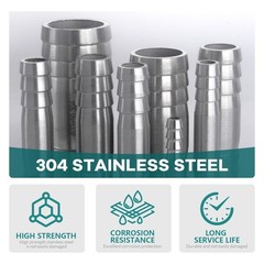 Stainless Steel 1/4″ to 1/4″ Hose Barb Fittings Splicer Mender Round Union Co…