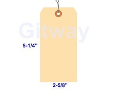 1000 of 5 1/4″ x 2 5/8″ Size 6 Manilla Shipping Hang Tag Tags with Wire 13 Pt