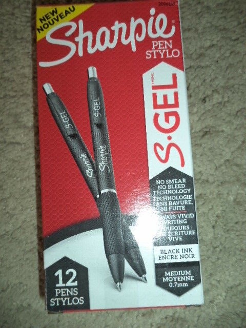 12 Sharpie S-Gel Pens BOLD Point 1.0mm BLACK INK 2096149 FREE SHIPPING