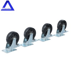 4Pcs Heavy Duty Polyurethane Black Casters 4-Inch 360 Rotation WIth Brake Caster