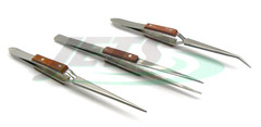 Fiber Grip Tweezers Set of 3 Cross Locking & Straight Soldering Tweezer Jewelers