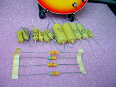 Mullard Mustard Capacitor & Iskra Resistors .68uF .022uf .1uF .0022uF & 100K 68K