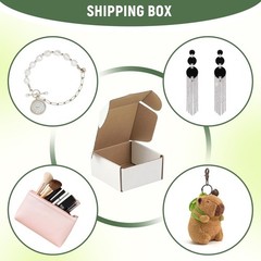 25 Pack 5″x5″x2″ inch Small Shipping Boxes White Corrugated Cardboard Box for…