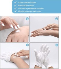 6 Pairs Moisturizing Gloves Over Night Bedtime White Cotton | Cosmetic Inspec…
