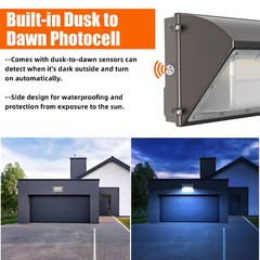 6PACK 125W LED Street Wall Pack Light Dusk to Dawn Sensor Outdoor Garden IP65