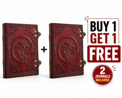 Fantasy Dragon Leather Notebook Handmade 5×7 Double Lock B1G1 Free Gift
