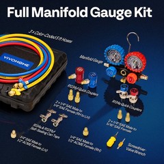 HVAC Manifold Gauge Set R134a R1234yf R410A R454B R32 AC Gauges w/ 5ft Hoses Kit