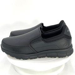 Skechers Work Nampa Groton Men’s 7.5 Black Slip Resistant Memory Foam Shoes New