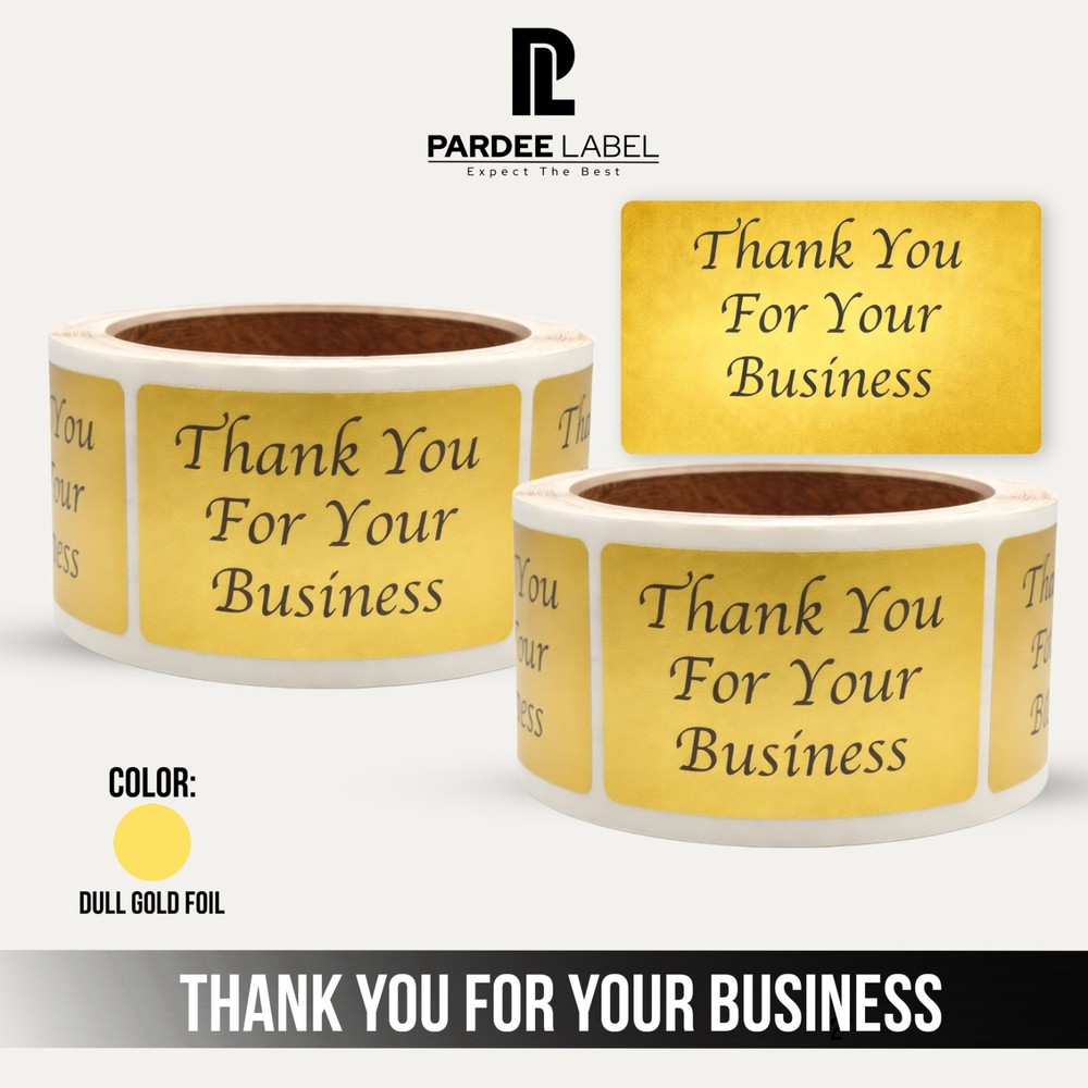 Thank You For Your Business Stickers Gold 2×3 Labels 250/Roll