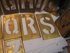 Vintage CH Hanson 45 Brass Stencils 4” Letters Numbers +Punctuation with OLD Box