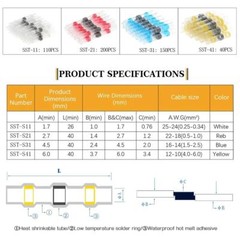 500x Heat Shrink Waterproof Solder Seal Sleeve Wire Butt Connectors Terminal Kit
